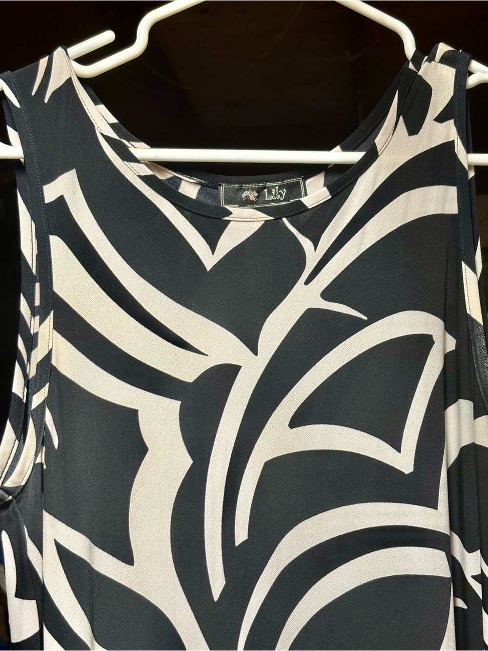 Pink Lily Black and White Abstract Midi Dress